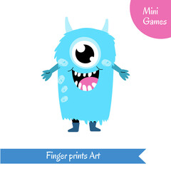 Finger prints art. Educational game for preschool children.