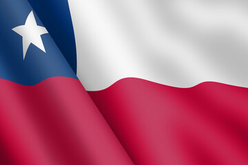 Chile waving flag 3d illustration wind ripple