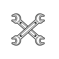 Two crossed wrenches. Sign on a white background.