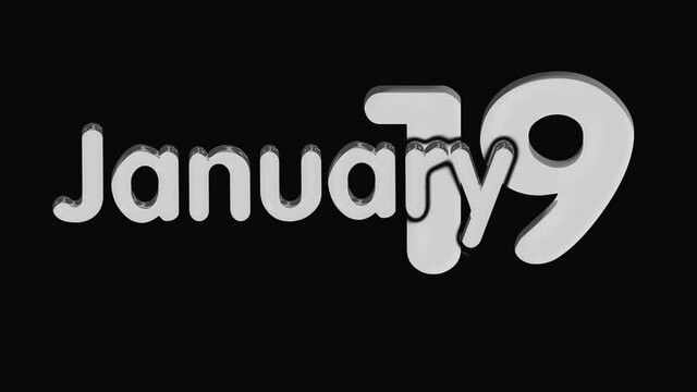  January 19. Image of January, calendar on Black background with empty space for text.