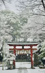 Tuinposter Japanese shinto shrine on a snowy winters day © Peter