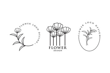 Fototapeta na wymiar Flowers Logo abstract Beauty Spa salon Cosmetics brand Linear. Looped Leaf Logotype vector design Luxury Fashion Template.