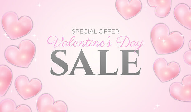 Light Pink Valentine's Day Sale Background Banner Illustration