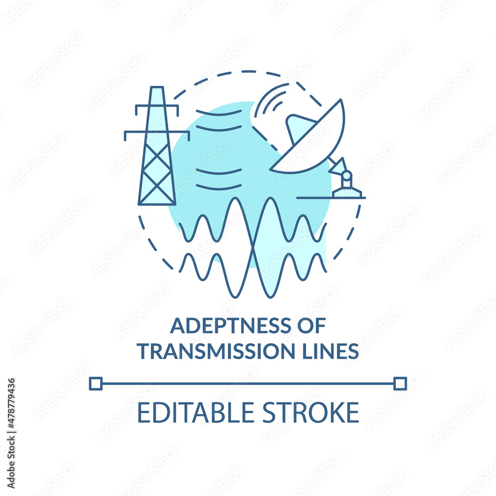 Poster adeptness of transmission lines turquoise concept icon. smart grid system abstract idea thin line il