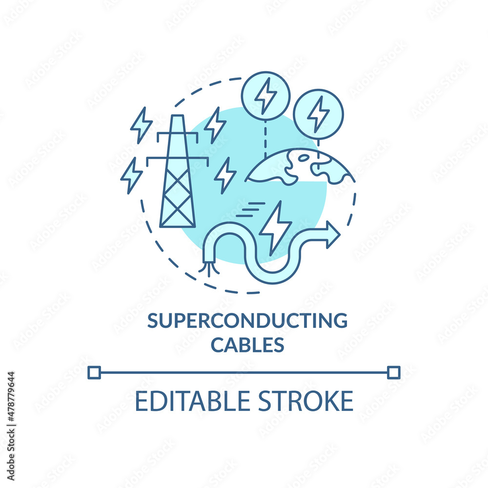 Aufkleber superconducting cables turquoise concept icon. smart grid system component abstract idea thin line i