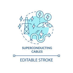 Superconducting cables turquoise concept icon. Smart grid system component abstract idea thin line illustration. Isolated outline drawing. Editable stroke. Roboto-Medium, Myriad Pro-Bold fonts used