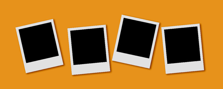 Polaroid photo series vector on orange background