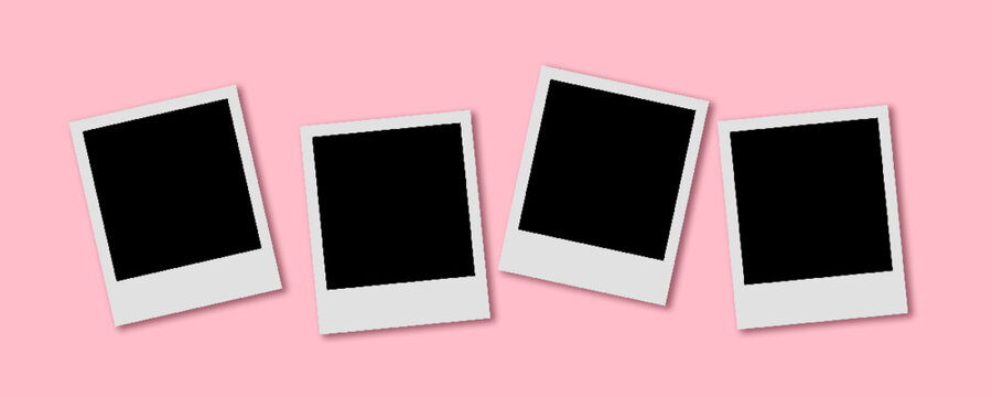 Polaroid photo series vector  on pink background