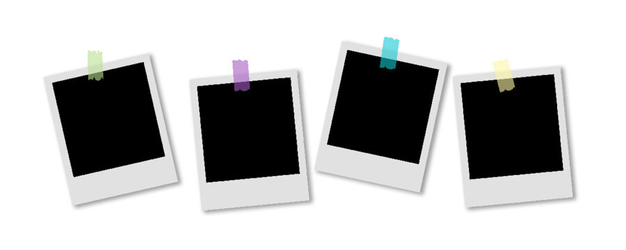 Polaroid photo series vector with scotch tape in different colors