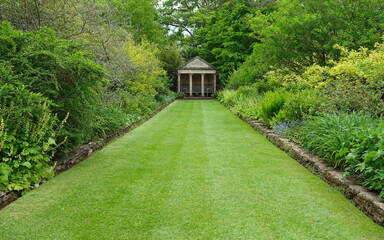 grass lawn path in a beautiful garden