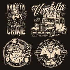 Monochrome collection with gangsters and prisoner