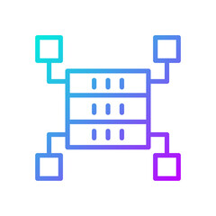 Data storage space gradient linear vector icon. Dataset warehousing. Virtual information processing technology. Thin line color symbol. Modern style pictogram. Vector isolated outline drawing