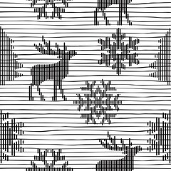 Merry Christmas Card. Line vector art illustration.