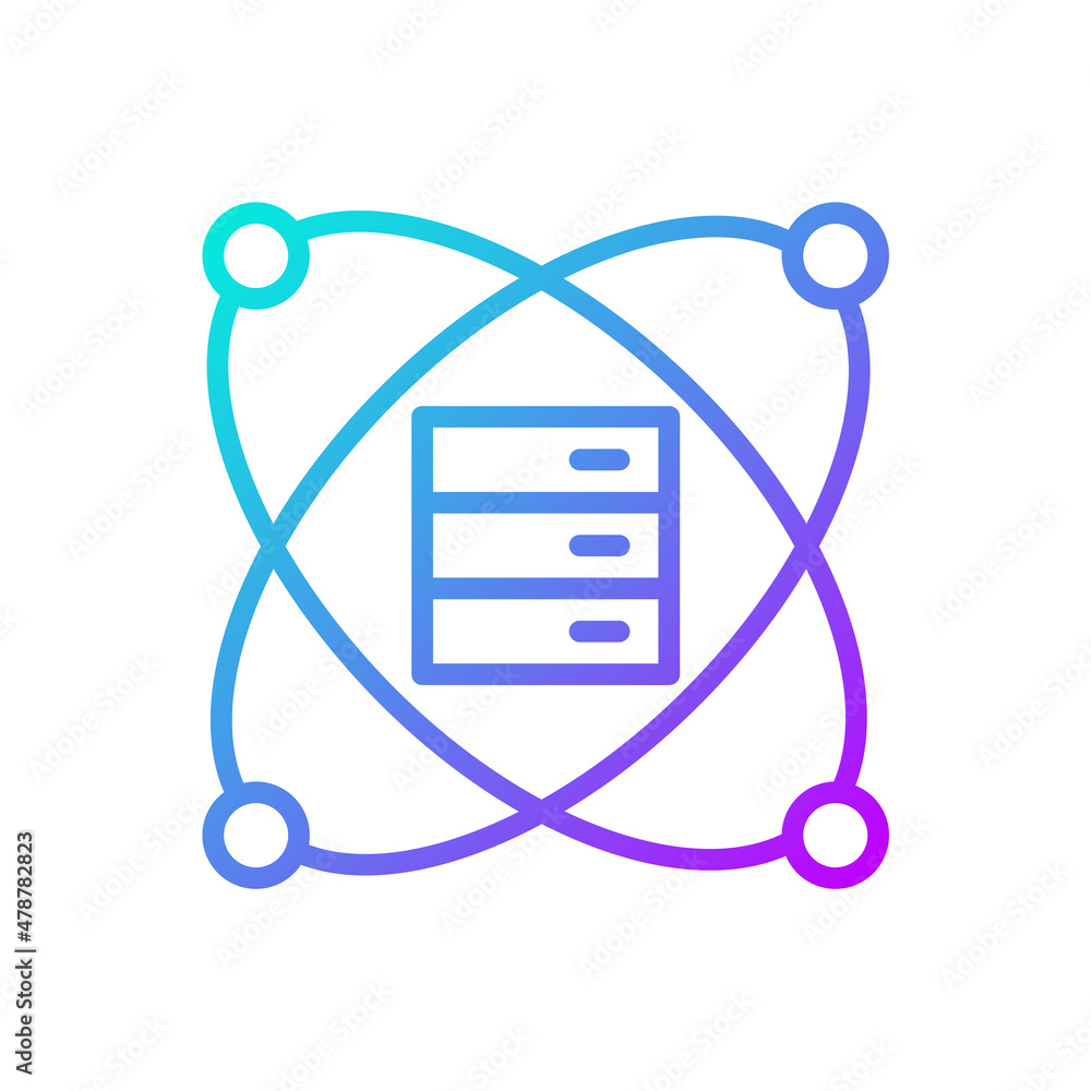 Poster scientific data mining gradient linear vector icon. dataset of researching works. virtual server to 