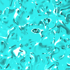 abstract texture of glass surface turquoise color. Glossy surface of water. Texture of liquid molten gold. Square image. 3D image. 3D rendering.