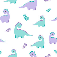 Childish seamless pattern with colorful dinosaurs. Creative vector childish background for fabric, textile, fashion clothes, wrapping paper and print.