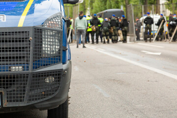 Police checkpoint. Police are blocking the street.