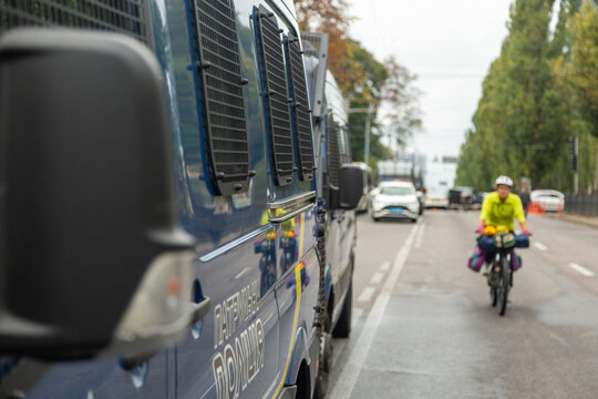 Police special bus to transport units. Kyiv, Ukraine.