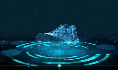 HUD The futuristic 3D sci-fi Athletic Shoe - obrazy, fototapety, plakaty