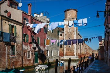 Fototapeta na wymiar Ordinary life in the skirts of Venice, Italy