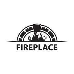 Vector fireplace logo for pizzeria, bakery, home