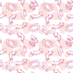 Vector seamless background of infographics of arrow elements pink outline