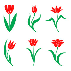 Decorative tulip icon set