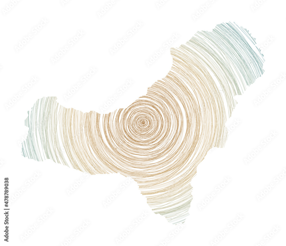 Poster el hierro map filled with concentric circles. sketch style circles in shape of the island. vector il