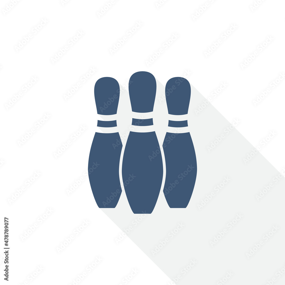 Poster bowling pins vector icon, sport flat design illustration in eps 10 for webdesign and mobile applicat