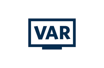 Fototapeta premium VAR icon. Video assistant referee logo. Football video viewing sign. Isolated raster illustration on white background.