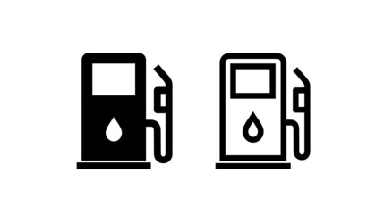 Gas station icons set. Symbol of refueling the car with gasoline. Sign for a car. Isolated raster illustration on white background.
