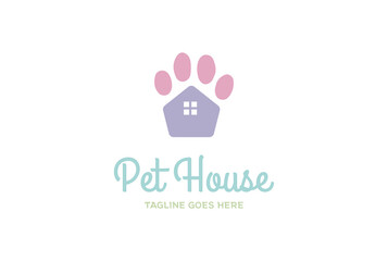 Modern Funny Cute Pet House for Cat or Dog Clinic Logo Design