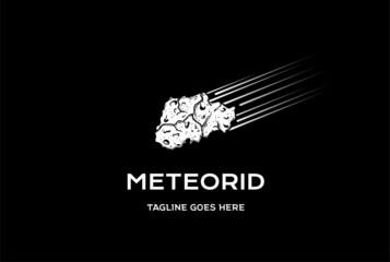 Vintage Retro Flying Meteor or Asteroid Stone in the Dark Sky Logo Design