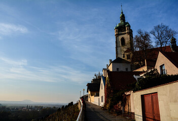 view of mountain rape and Melnik castle in the Czech Republic  - 478790462