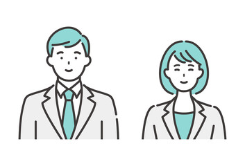 スーツを着た男女の若いビジネスパーソン