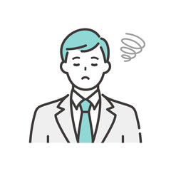 ネガティブな表情の若いビジネスマン