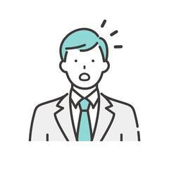 驚いた表情の若いビジネスマン