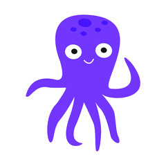 an octopus illustration. the animal drawing collection in funny cartoon style. kids friendly illustration for educational or design element decoration.