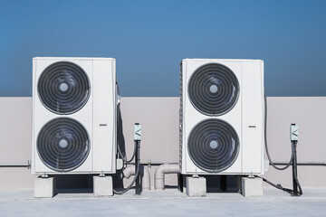 air condition outdoor unit compressor install outside the building.