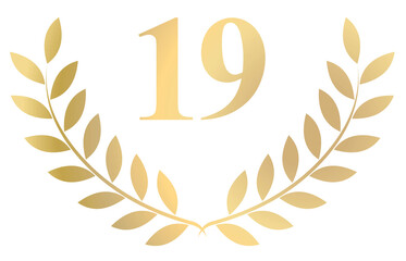 Gold laurel wreath 19 vector isolated on a white background	

