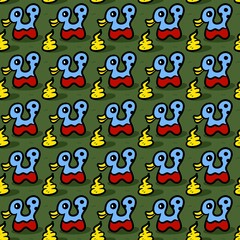 seamless pattern of monster cartoon