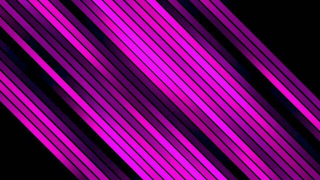 Bright purple lines. Motion. A black background on which lines shine in abstraction.