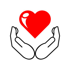 Hands make heart form icon. Vector template on transparent background