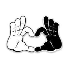 Hands make heart form icon. Vector template on transparent background