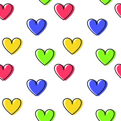 Colorful illustration of rainbow hearts. seamless pattern. can be used for valentine, cloth pattern, fabric, wallpaper, textile, wrapping paper