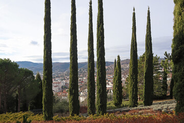 Fototapeta na wymiar View from the hill to the city of Clermont-Ferrand, located in the center of France
