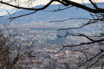 View from the hill to the city of Clermont-Ferrand, located in the center of France