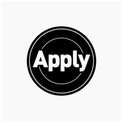 Apply now icon. Apply now text typography round icon.