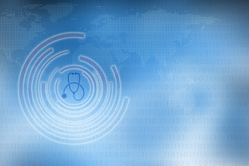 2d illustration medical health care symbols futuristic background
