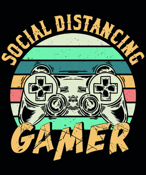 Fully editable Vector EPS 10 Outline of Social Distancing Gamer T-Shirt Design an image suitable for T-shirts, Mugs, Bags, Poster Cards and much more. The Package is 4500* 5400px